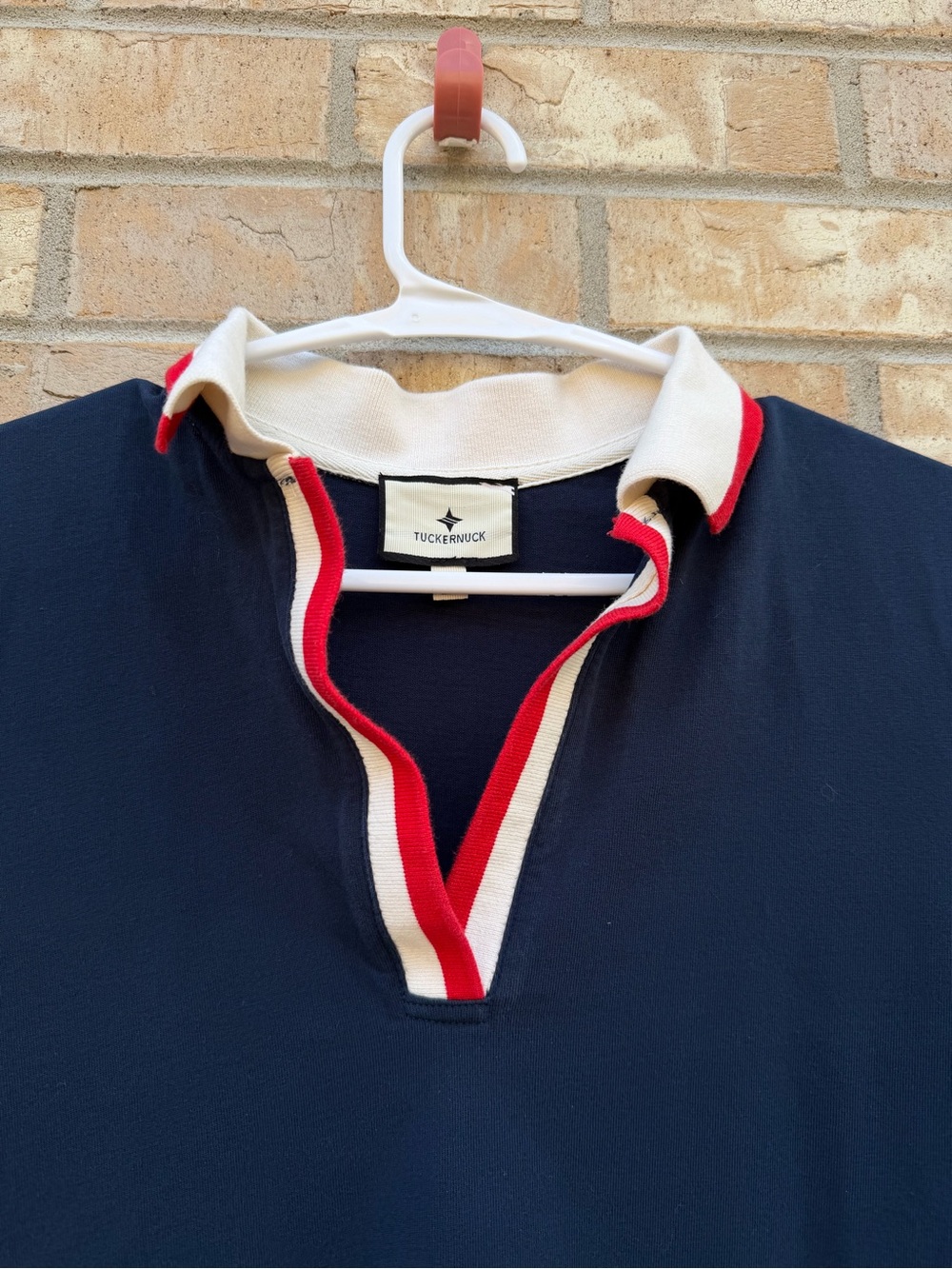 Tuckernuck Hutton Polo Mini Dress Size M Short Sleeve Navy Red & White Trim EUC - Picture 5 of 13